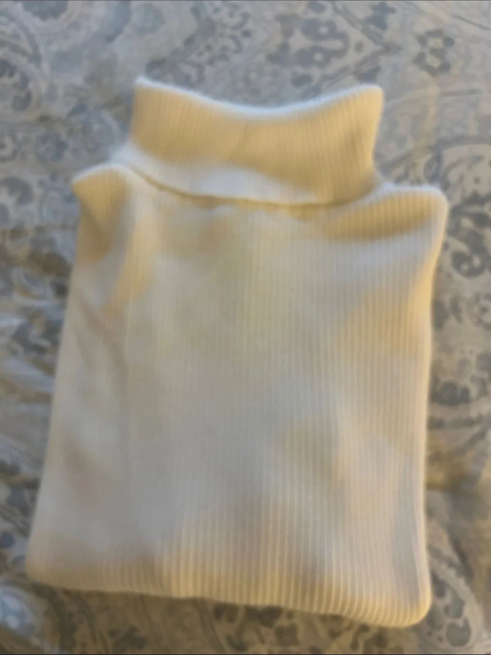 Cream Ribbed Turtleneck Sweater - Classic Women's Cowl & Turtleneck